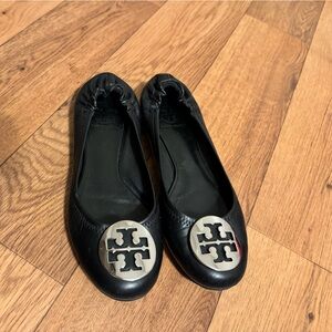 EUC Tory Burch Ballet Flats — black and silver size 7